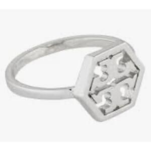 Tory Burch silver hexagon ring size 7